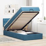 vidaXL Cadre de lit ottoman avec matelas bleu foncé 90x200 cm velours