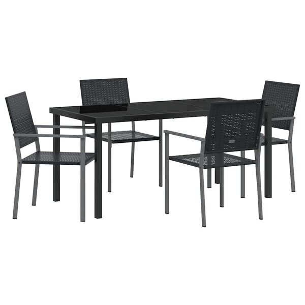 vidaXL Ensemble de salle à manger pour jardin 5 Pièces Noir Rotin PE