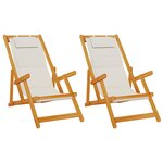 vidaXL Chaise de plage 2 pc Marron Bois d'Acacia Massif