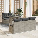 Ensemble de canapé de jardin vidaXL 6 pièces avec coussins en rotin synthétique gris clair