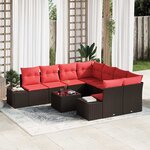 vidaXL Ensemble de canapé de jardin 9 Pièces Beige Rouge 55 x 55 x 37 cm