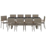 vidaXL Ensemble de salle à manger pour jardin 11 Pièces Gris Poly rotin