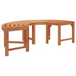 Banc d'extérieur en bois solide d'eucalyptus demi-rond de 160 cm vidaXL