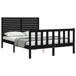 vidaXL Cadre de lit sans matelas noir 140x190 cm bois de pin massif