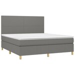 vidaXL Sommier à lattes de lit et matelas et LED Gris foncé 160x200 cm