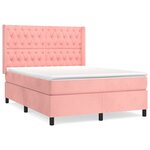 vidaXL Sommier à lattes de lit avec matelas Rose 140x190 cm Velours