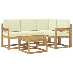 vidaXL Ensemble de canapés d'extérieur 5 pc Blanc et crème