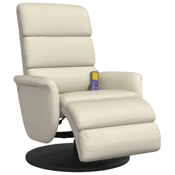 vidaXL Fauteuil inclinable de massage et repose-pieds crème similicuir