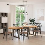 vidaXL Table à manger marron clair bois de chêne massif ovale
