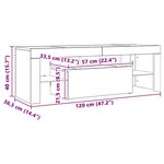vidaXL Meuble TV avec lumières LED chêne fumé 120x35x40 cm