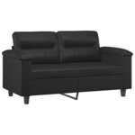 vidaXL Canapé 2 places avec oreillers décoratifs noir 120cm similicuir