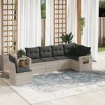 vidaXL Salon de jardin 6 Pièces avec coussins gris clair résine tressée