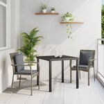 vidaXL Ensemble de salle à manger de jardin 3 pièces avec coussins Gris Poly Rattan