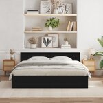 vidaXL Cadre de lit avec tête de lit en chêne noir  180 x 200 cm en bois d'ingénierie
