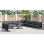 vidaXL Ensemble de canapé de jardin 11 Pièces Anthracite Acier