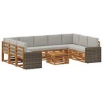 vidaXL Ensemble de canapés d'extérieur 10 pc Naturel et gris clair