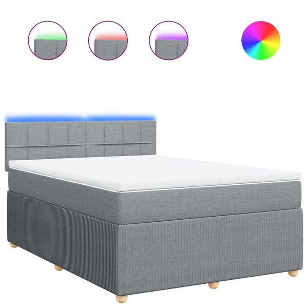 vidaXL Sommier à lattes de lit avec matelas Gris clair 160x200cm Tissu