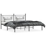 vidaXL Cadre de lit métal sans matelas avec tête de lit noir 183x213cm