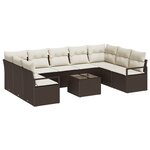 Canapé de jardin 9 pièces avec coussins gris poly rattan