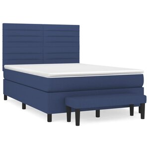 vidaXL Sommier à lattes de lit avec matelas Bleu 140x200 cm Tissu