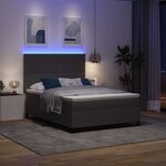 vidaXL Lit à ressort LED Gris clair et blanc 140 x 190 cm