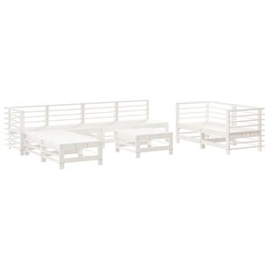 vidaXL Salon de jardin 9 Pièces Blanc Bois de pin massif