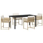 vidaXL Set de salle à manger de jardin 5 pièces avec coussins beige rattan poly