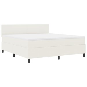 vidaXL Lit avec Sommier et Matelas & LED crème Super King Tissu en Velours Côtelé