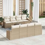 vidaXL Ensemble de canapé de jardin 9 Pièces Beige  Crème 55 x 55 x 37 cm