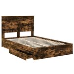 vidaXL Lit de Rangement Chêne fumé 120 x 190 cm Bois d'ingénierie