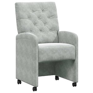 vidaXL Chaises de Salle à Manger avec Roues 2 Pièces Gris clair