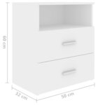 vidaXL Table de chevet Blanc 50x32x60 cm
