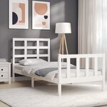 vidaXL Cadre de lit sans matelas blanc bois de pin massif