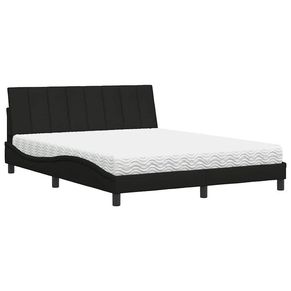 vidaXL Lit avec matelas Hanko noir 160x200 cm tissu