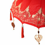Parasol avec Base Rouge  brun 250 cm Coton  bois