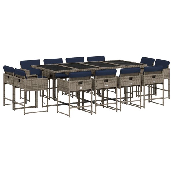 vidaXL Ensemble à manger de jardin avec coussins 13 Pièces résine tressée