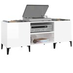 vidaXL Armoire à disques blanc brillant 121x38x48 cm bois d'ingénierie