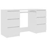 Bureau table poste de travail meuble d'ordinateur informatique étude 140 x 50 x 77 cm bois d'ingénierie blanc 02_0023524