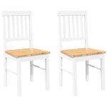 vidaXL Chaises à manger 2 Pièces blanc bois massif caoutchouc