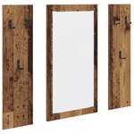 vidaXL Porte-manteau mural avec stockage avec miroir Vieux bois 96 x 1 5 x 90 cm