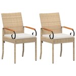vidaXL Chaises de jardin 2 pc Beige et blanc crème