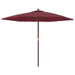 vidaXL Parasol de jardin avec mât en bois rouge bordeaux 299x240 cm