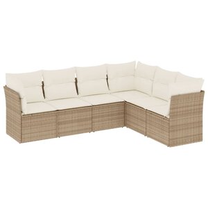 vidaXL Salon de jardin avec coussins 6 Pièces beige résine tressée