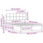 vidaXL Cadre de lit avec tête de lit rembourrée Taupe 135 x 190 cm
