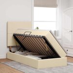 vidaXL Lit de rangement LED avec matelas Crème 90 x 190 cm Tissu