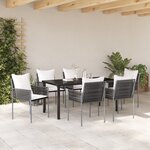 vidaXL Ensemble de jardin 7 pièces avec coussins rattan poly marron