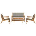 vidaXL Chaises de jardin avec table 4 Pièces en bois d'acacia gris massif