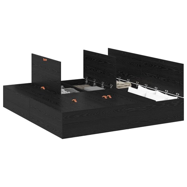 vidaXL Cadre de lit avec rangement Chêne noir 200 x 200 cm
