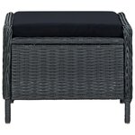 vidaXL Salon de jardin 3 Pièces avec coussins résine tressée gris foncé