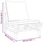 vidaXL Chaises de jardin lot de 2 avec coussins gris foncé bambou